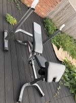 Weight Bench with Barbell EZ bar both 1 inch and weights Heavy-Duty Construction
