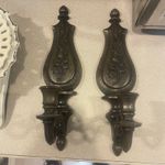 VTG Pair of 1966 DART MCM Faux Wood Candle Wall Sconces Holder MCM Decor