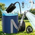 9000mAh Portable Camping Shower, Rechargeable Shower Pump, Foldable Bucket