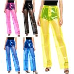 UK Women Clear Pvc Pants Sheer Bloomers Cover Up Bottoms Transparent Wide Leg