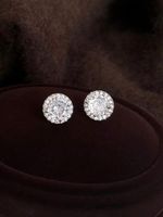 925 Sterling Silver Round Crystal Stud Earrings Jewellery Women Girls Gift UK