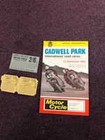 Motor cycle road racing programme Cadwell Park 13th September 1964 + tickets