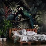 PARROTS JUNGLE LEAVES Wallpaper Wall Photo Mural Modern Bedroom Living Room