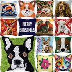 Dog Dolphin Deer Latch Hook Kits Pillowcase Embroidery Cushion Cover Making Kits