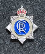 Blank Cap Badge Kings Crown without lettering BLUE centre