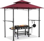 Double-Tier 8x5ft BBQ Gazebo, Outdoor Grill Canopy & Shelter for Patio Deck