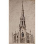 Architectural Design Church Saint Mary's California USA Drawing Mid 19th Century