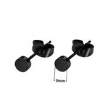 3-12MM Men Women Black Stud Earrings Round Surgical Stainless Steel Jewellery UK