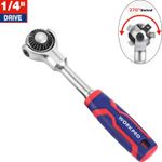 WORKPRO 1/4" Swivel Head Ratchet 270°Swivel Reversible Ratchet with 72-Teeth