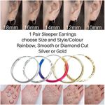 Pair of Small 925 Sterling Silver Sleeper Hoop Earrings * choose Size and Style