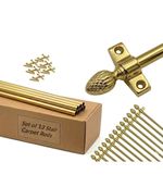 Set of 13 | Stair Carpet Rods | Pine Finial - Polished Brass |Runners Up To 70cm