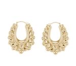 Victorian 9ct Yellow Gold on Silver Gypsy Creole Hoop Earrings Oval Spiked 24mm