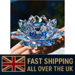 Crystal Lotus Flower Ornament Feng Shui Glass Paperweight Home Decor Gift UK