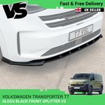 FOR VOLKSWAGEN T7 GLOSS BLACK LOWER SPLITTER V2 STYLE TRANSPORTER ACCESSORY