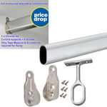 OVAL FULL KIT EXTRA STRONG WARDROBE CHROME HANGING RAIL MANY SIZES WITH SCREWS