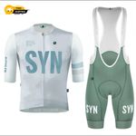 Silver-Gray New SYN Suit Men'S Short-Sleeved Cycling Jersey and Bib Shorts Road