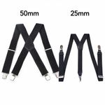 25mm,50mm Wide Heavy Duty Suspenders Adjustable Unisex Trousers Black Bump Strip
