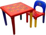 ABC Alphabet Plastic Table & Chair Set  Vibrant, Durable Kids Furniture Red/Blue