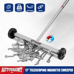 17" Telescoping Magnetic Sweeper Pickup Tool Wheels Screws Nails Metals Finder