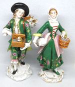 Antique Samson Chelsea Gold Anchor Porcelain Country Man and woman.With damage