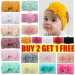 Baby Girls Flower Headband Kids Turban Knot Rabbit Bunny Bow Hair band Head wrap