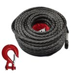 20500lbs 15M Winch Rope For Dyneema Hook Synthetic Tow Recovery 4WD Cable ATV