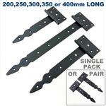 Tee Hinges Black Decorative Heavy Duty Strap T Hinge Door Gate Shed Pair or One