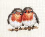 ROBINS TWINS, Christmas Birds, Full Counted cross stitch kit ORIGINAL DESIGN