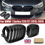 Front Kidney Grille Grill Twin Slat For BMW F20 F21 1Series 15-19 Gloss Black UK