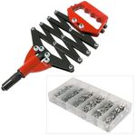 HEAVY DUTY LAZY TONG HAND RIVETER RIVET GUN POP RIVETER PLUS 320 ASSORTED RIVETS