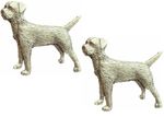 2 x Border Terrier Dog  Handcrafted From English Pewter Pin Badges-PAG