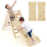 2-in-1 Wooden Toddler Climbing Triangle Ladder Triangle Climbing Set with Ramp