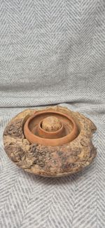 Handmade Burr Wood Ikebana Flower Arrangement Dish Country Farmhouse