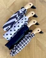 Umbrella Duckhead Compact Brollies Stripe Spot Houndstooth Black White Manual
