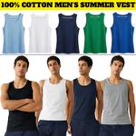 Mens Vest Tops 100% Cotton Plain Classic Vests Summer Training Gym Tank Pack Lot