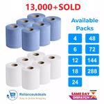 Centrefeed Blue White Rolls 2ply Embossed Kitchen Hand Wipes Paper Towels Tissue