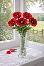 Knitted Poppy Remembrance Pattern Only DK UK Realistic Flowers Bouquet Gift Knit