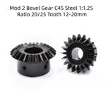 Bevel Gear C45 Steel 1:1.25 Ratio 20/25 Tooth 12-20mm Bore Hardened Black Mod 2
