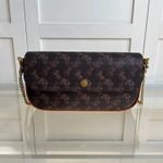 New Coach CAN92 Dark Brown Brook Flip Chain Strap Signature Canvas Outlet JP