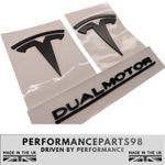 Matte Black Front & Rear Badge Set Compatible with Tesla Model Y + Dual Motor