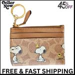 Coach X Peanuts Mini Skinny ID Case Signature Canvas W/Snoopy Print CBT14 NWT