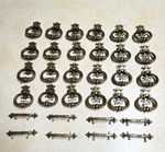 Vintage Antique Brass Cabinet Pulls and Drawer Handles Lot of 32 w/ Screws