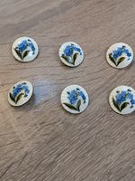 Antique Edwardian Sterling Silver Guilloche Enamel Forget Me Not Buttons & Hat P