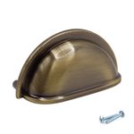 Antique Brass Kitchen Cabinet Door Cup Pull Handles Cupboard Drawer Bedroom 76mm