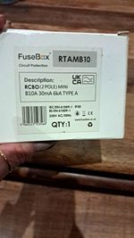 FuseBox RTAMB10 RCBO 2-Pole B10 30mA Type A 230V AC IP20 Grey