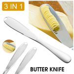 Butter Cutter, 3 in 1 Stainless Steel Spreader Serrated Edge Shredding Slots