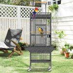 Large Metal Bird Cage Open Playtop for African Parrot Cockatiels with Stand