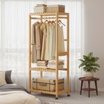 Heavy Duty Wooden Clothes Rail Storage Garment Shelf Hanging Display Stand Rack