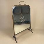 Art Nouveau Antique Fireguard Fireplace Screen Metal Gold Brass Mirror Fire