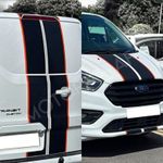 For FORD TRANSIT CUSTOM BONNET & REAR BARN DOOR STRIPES DECALS VINYL STICKERS